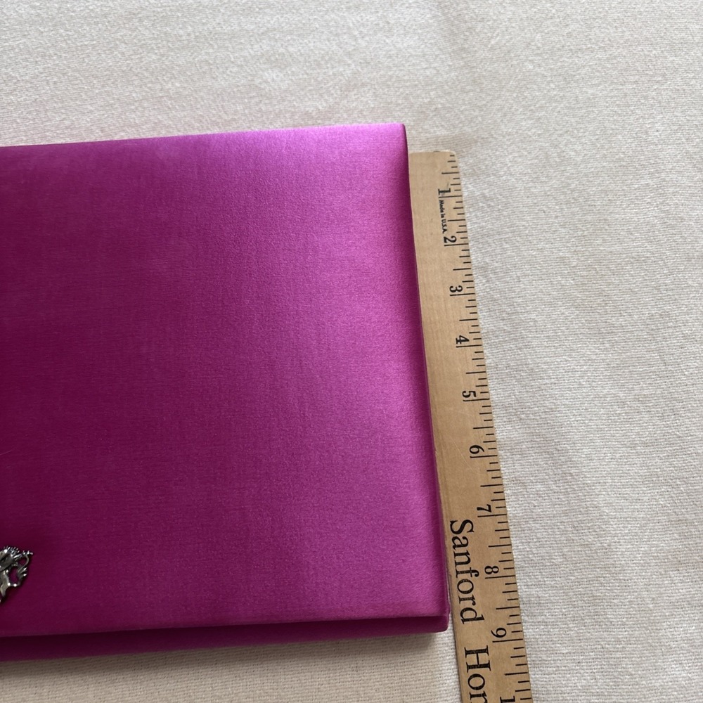 PHILIP TREACY LONDON ELEGANT CLASSIC LARGE PINK FLAP SILK CLUTCH BAG Formal - Picture 6 of 16